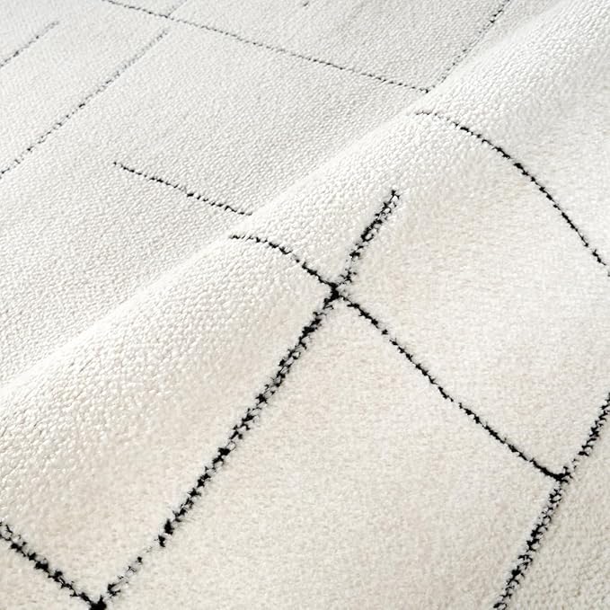 Abani Cream Area Rug – 3' x 5' – Oliver Collection – Striped Pattern – Non-Shedding, Easy to Clean – Durable for Living Room, Bedroom, or Office, Pet & Child Friendly