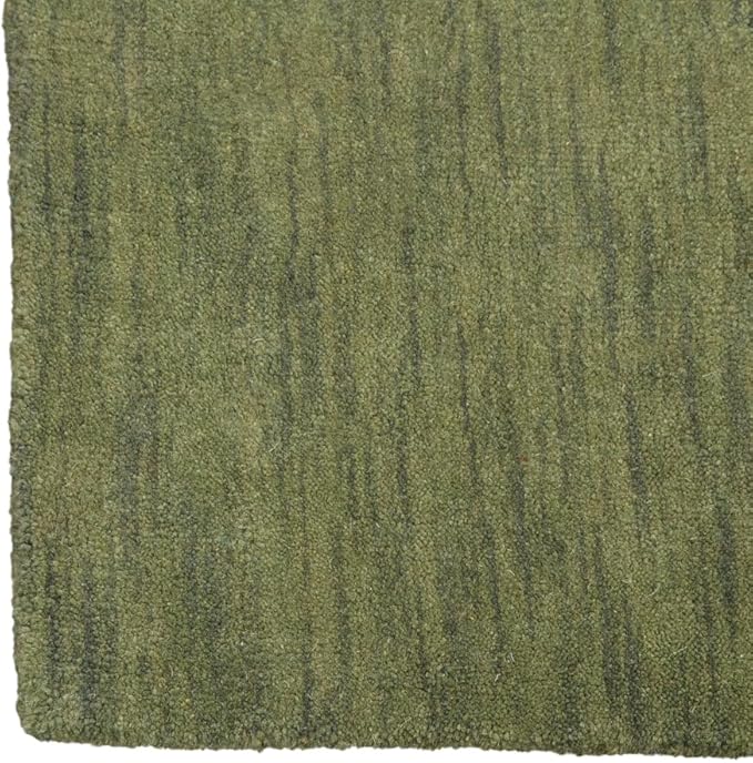 Hand Knotted Loom Wool ECO-Friendly Area Rugs - 8'x8', Square, Green Color, Solid Plain Design, High Pile Thick Handmade Anti Skid Area Rugs for Living Room, Bed Room (L00111)