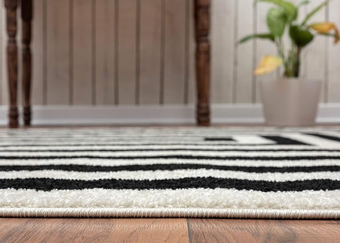 Abani Casa CAS120A Contemporary Black and Ivory Rectangular Area Rug
