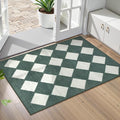 Lahome Checkered Washable 2x3 Green Kitchen Rugs Non Slip, Small Printed Indoor Door Mat for Entryway, Moroccan Trellis Ultra-Thin Throw Carpet for Bedroom Entrance Decor (2'x3',Dark Green)