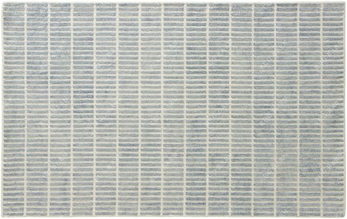 Capitola Hand-Tufted Wool Rug 6x6 Ft (Round) Blue Coastal, Rustic Area Carpet for Bedroom Living Room, Textured Natural PB Style, Soft Wool Accent Mat