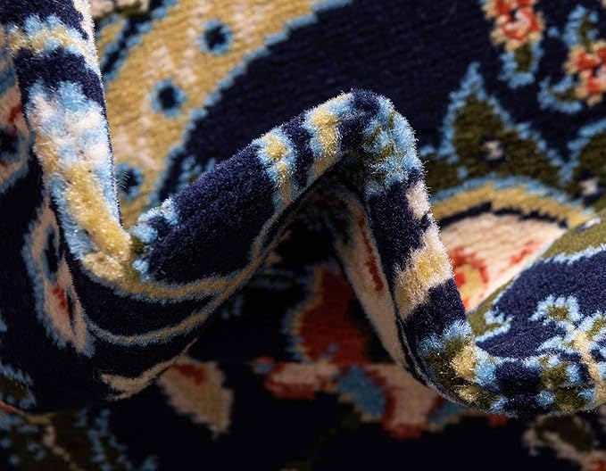 Unique Loom Espahan Collection Area Rug - Cape Cod (6' 1" x 9' Rectangle, Navy Blue/ Black)