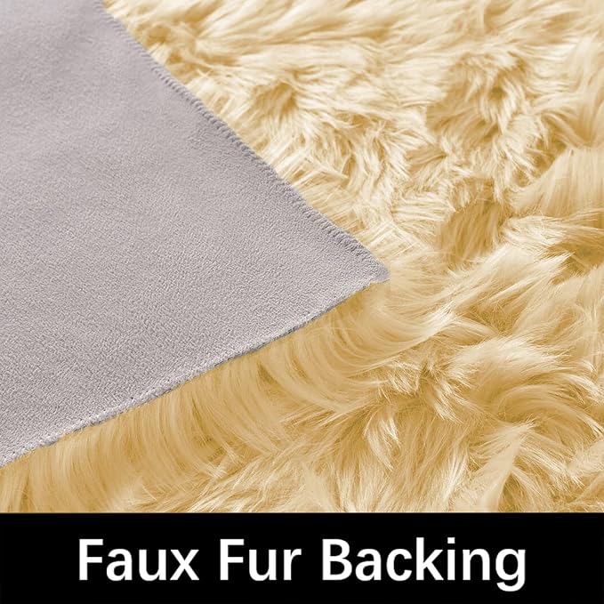 Latepis Yellow Fur Rugs Small 2x3 Area Faux Sheepskin Rug Throw for Sofa Cushion Chair Fluffy Rug Carpet for Bedroom Dorm Room Home Décor Rectangle