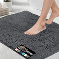GORILLA GRIP Bath Rug Mat 30x20, Thick Soft Absorbent Chenille, Quick Dry Microfiber Mats, Rubber Backing Washable Shower Floor Rugs, US Designed Bathroom Bathmat Home Decor Accessories, Charcoal