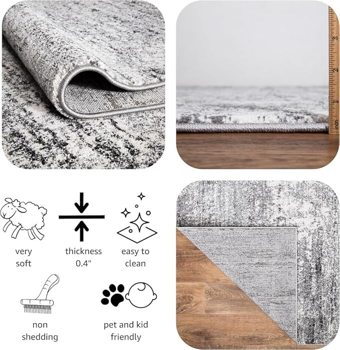 Keen Home Design Area Rugs - 9x12 Non-Shedding, Abstract Rugs for Kitchen, Living Room, Bedroom, Dining Room, Entryway - Size: 9'2" x 11'11", Abstract Cream/Grey