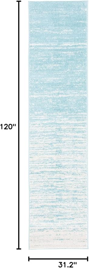 SAFAVIEH Adirondack Collection Runner Rug - 2'6" x 10', Aqua & Ivory, Modern Ombre Design, Non Shedding & Easy to Clean, Ideal for Hallway, Foyer, Kitchen, Entryway, Bedroom (ADR113J)
