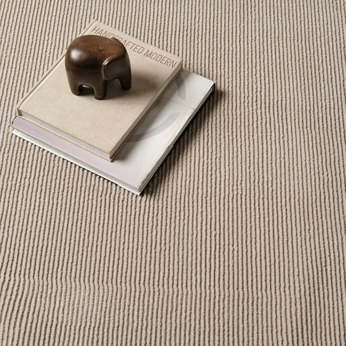Revival Rugs Stripe 2'7"x9' Machine Washable Runner Rug for Hallway Entryway - 100% Recycled Oeko-TEX Certified, Medium Pile, Taupe