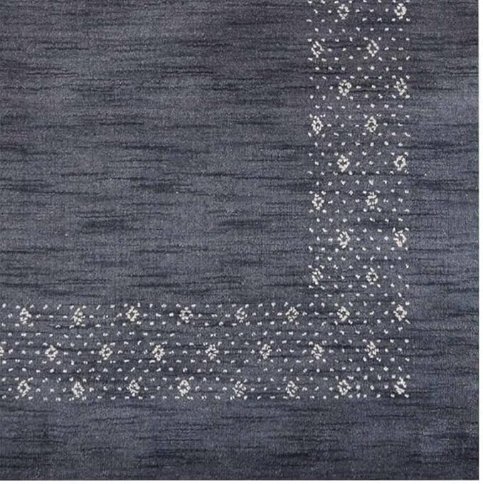 Rugsotic Carpets Hand Knotted Gabbeh Wool 5'x8' Area Rug Solid Blue L00111
