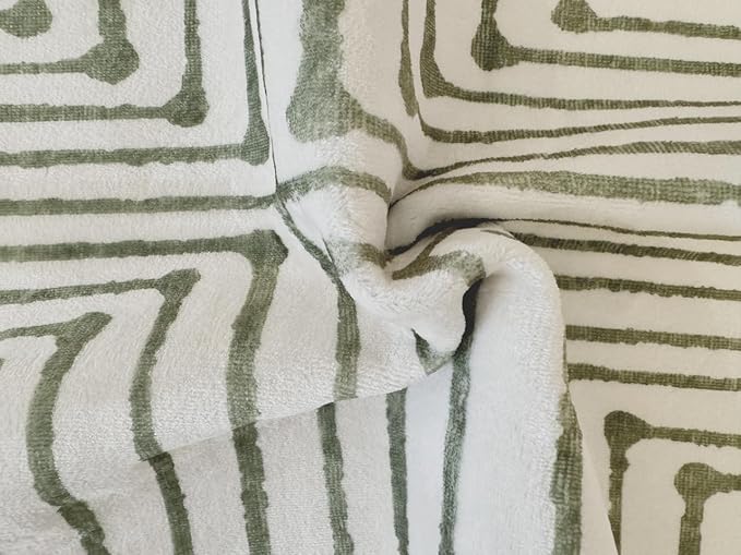 GLN Rugs Contemporary Collection - Machine Washable Area Rug, Contemporary Washable, Non Slip, Low Pile Chenille Rug, Living Room, Bedroom, Kitchen Rug (3' x 5' Green Beige)