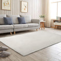 Solid Color Rabbit Fur Carpet, Ultra-Soft and Cozy, Perfect for Bedroom, Living Room Decor and Comfort (White, 4' x 6')