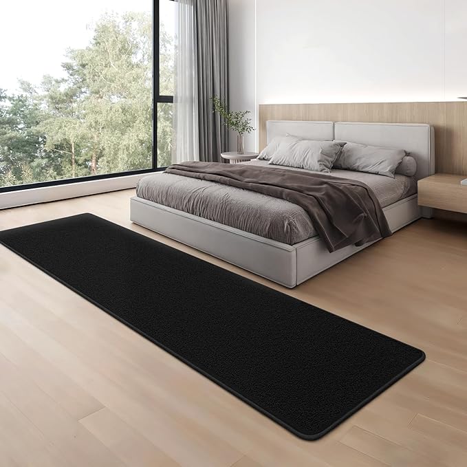Modern Hallway Runner Rug, 2x6 Rug Runners for Kitchen, Black Washable Long Runner Rugs for Hallways, Soft Indoor Carpet for Bedroom Bedside, Non-Slip Memory Foam Rugs for Entrance Living Room Décor