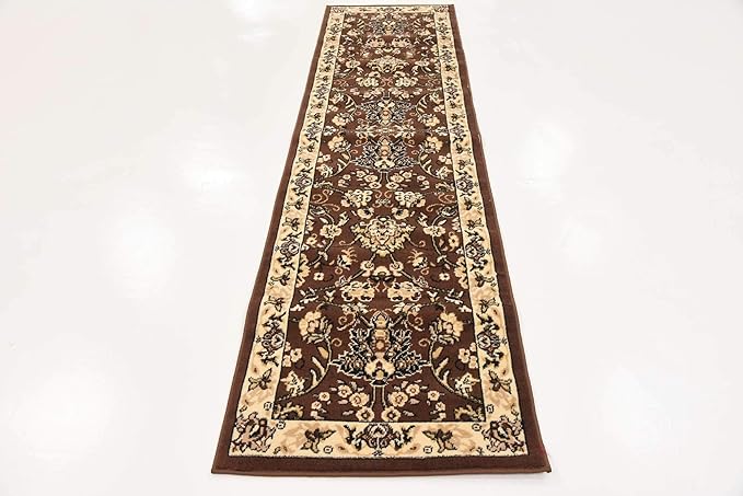 Unique Loom Sialk Hill Collection Area Rug - Washington (2' 2" x 8' 2" Runner Brown/Black)
