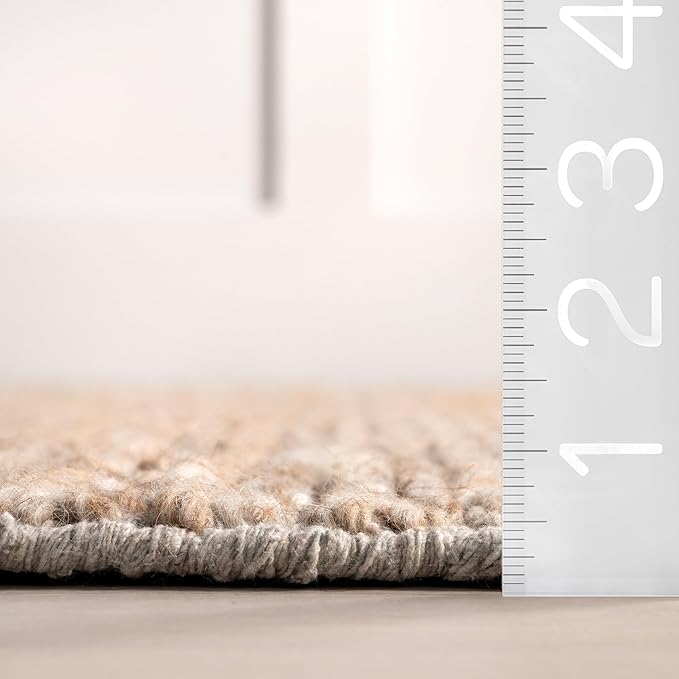 Nuloom Penelope Tan, 9'6" x 13'6", Hand-Braided, Wool & Cotton, Soft and Textured, High Traffic, Stain Resistant, Easy Clean, Durable Area Rug for Bedroom, Living Room, Dining, Foyer, Entryway