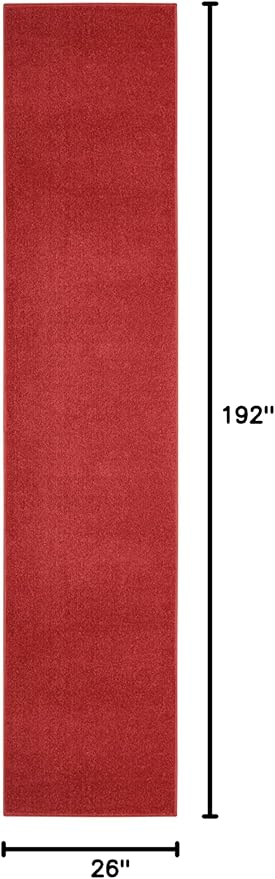 Nourison Home Nourison Essentials Brick Red 2'2" x 16' Area Rug - Easy Clean, Non Shedding, Bed Room, Living Room, Dining Room, Kitchen (16' Runner)