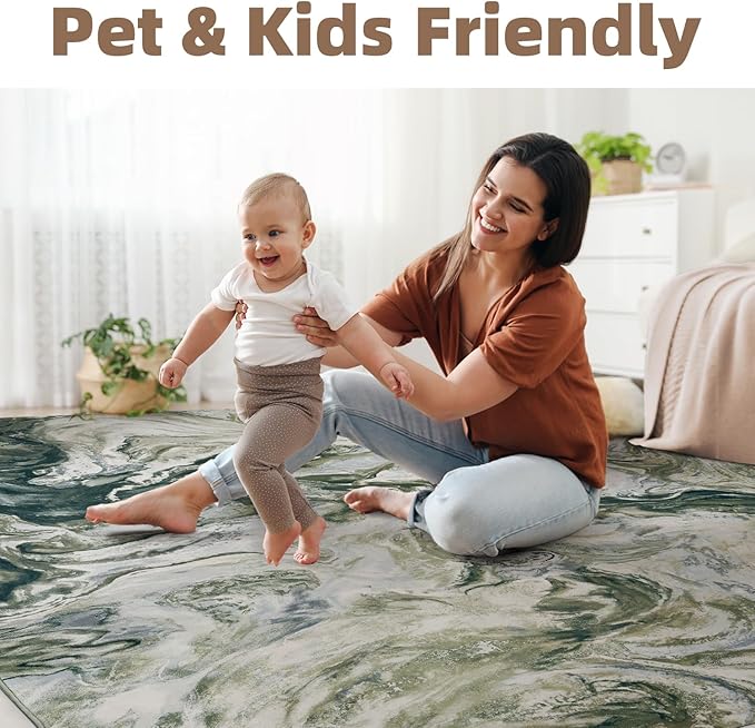 5x7 Area Rugs for Living Room, Modern Abstract Rug for Bedroom, Contemporary Machine Washable Rug, Large Stain Resistant Carpet for Dining Room Playroom Home Office, Pet & Kids Friendly