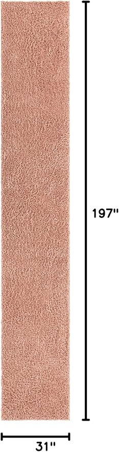 Unique Loom Davos Shag Collection Area Rug - Solid (2' 7" x 16' 5" Runner, Dusty Rose)