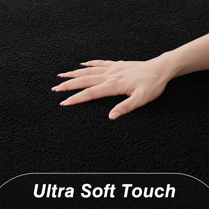 Large Area Rugs for Living Room Bedroom, 7 x 10 Ft Non-Slip Modern Area Rug, Soft Thickened Memory Foam Rug, Comfy Minimalist Indoor Carpet for Boys Girls Room Nursery Dorm Home Decor, Black