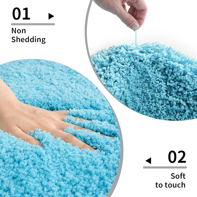 Bathroom Runner Rug 24x70 Teal Non Slip Fluffy Long Bath Mat for Bathroom Floor Washable Plush Luxury Large Bath Rug for Tub Absorbent Runner Rug for Bedside