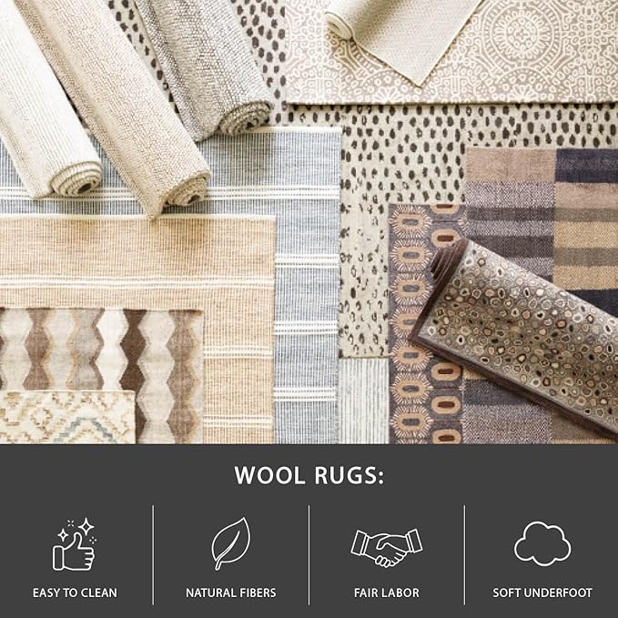 Dash & Albert Layers Grey Hand Hooked Wool Rug, 2.5 X 8 Feet, Grey/Ivory Geometric Pattern