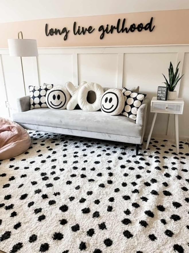 Hauteloom Cansu Living Room, Bedroom Area Rug - Plush Pile - Black - 6'7" x 9'