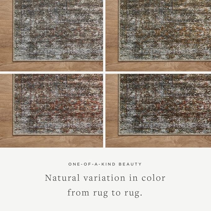 Loloi Amber Lewis Billie Collection, Tobacco & Rust 5'-0" x 7'-6" Area Rug – Antique & Distressed Accent Rugs for Living Room, Bedroom, Entryway & Hallway, No Shed High Traffic Area Home Decor Rug