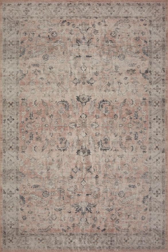 Loloi Hathaway Collection HTH-06 Blush/Multi 2'-6" x 7'-6", .25" Thick Runner Rug, Soft, Durable, Printed, Modern, Low Pile, Non-Shedding, Easy Clean, Living Room Rug