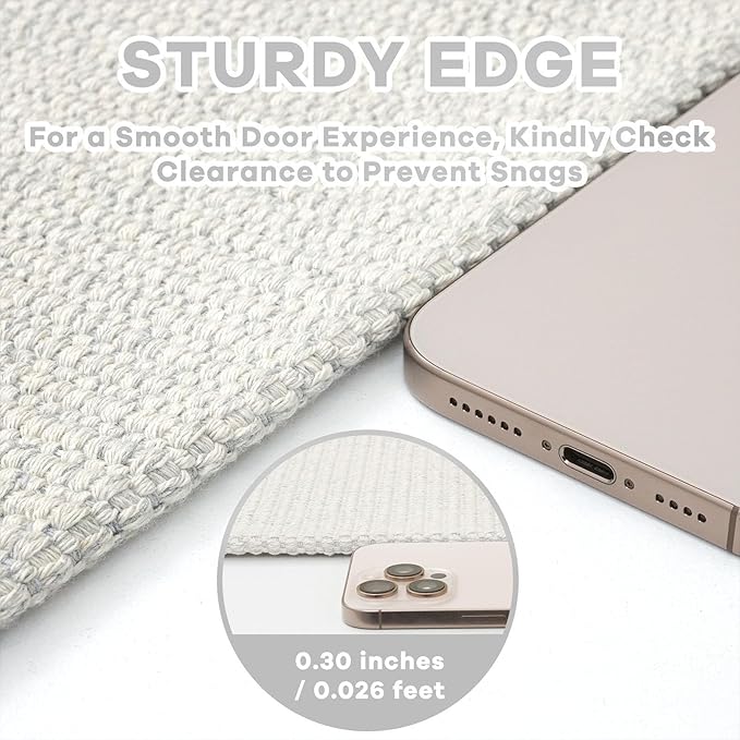 EARTHALL Woven Runner Rug 2x8 Ft Washable Runners for Hallways Cotton Rubber Backed Kitchen Runner Braided Indoor Floor Carpet Runners for Entryway, Hallway, Kitchen, Bedroom, Cream/Grayish