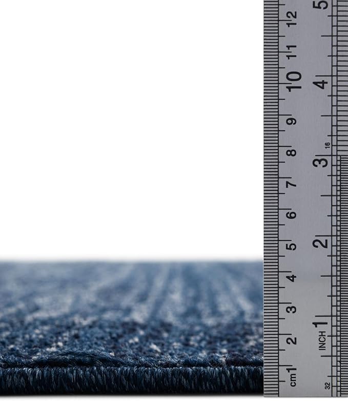 Rugs.com Angelica Collection Rug – 6 Ft Runner Navy Blue Medium-Pile Rug Perfect for Hallways, Entryways
