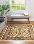 Unique Loom Sialk Hill Collection Area Rug - Washington (8' Square Ivory/Black)