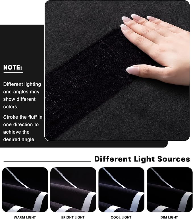 YIHOUSE Modern Washable Area Rug for Living Room Bedroom - Large Abstract Black and White Rug Non-Slip Ultra-Thin Home Decor (Dark Warping, 8'x10'ft)