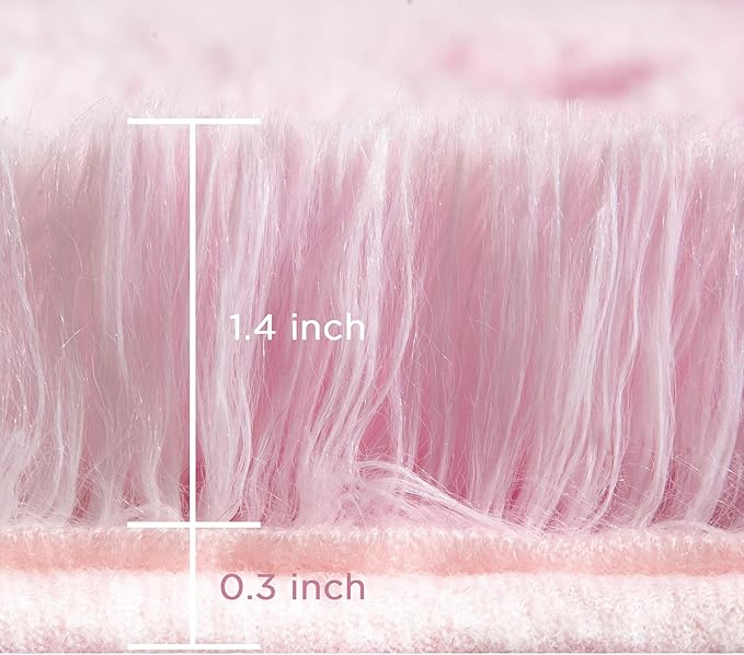 Andency 6x9 Area Rugs, Large Shag Fluffy Soft Shaggy Rugs for Living Room Bedroom, Non-Slip Tie-Dyed White Pink Thick Plush Carpet for Kids Girls and Boys, Dorm Nursery Home Decor Aesthetic