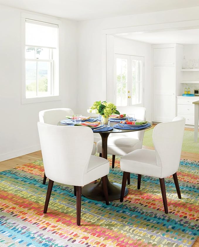 Dash and Albert Paint Chip Wool Area Rug - 6' x 9' Multicolor Graphic Hand Micro Hooked Accent Rug - Durable, High Traffic Areas Hallway, Living Room, Stairs