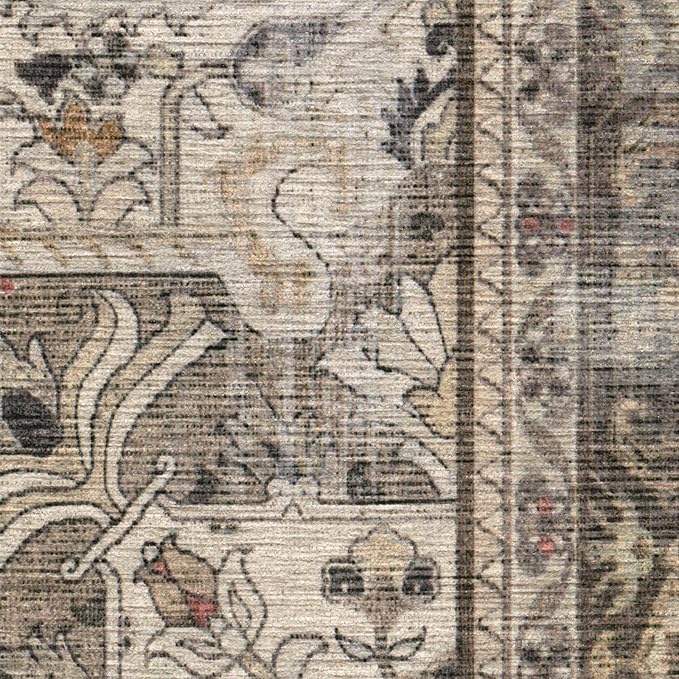 RUGGABLE Washable Vintage Area Rug – Kamran Hazel 10x14, Stain-Resistant, Non-Slip – Large Machine Washable Rugs for Living Room, Bedroom, Hallway, Entryway & Office–with Cushioned Pad
