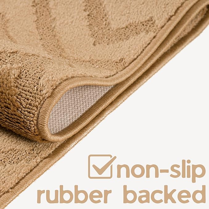 5ft Custom Fit Runner Rug for Narrow Indoor Entry Foyer - Gold Tan | Non-Slip | Washable & Edge Bound
