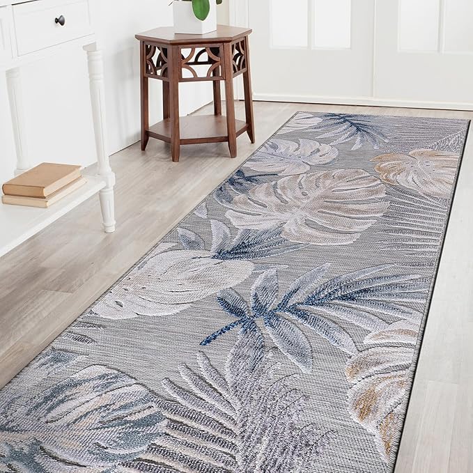 CAMILSON Runner Outdoor Rugs Oriental Retro Traditional Floral Medallion Area Rug 2x7 Non-Shedding Stain Resistant Indoor Carpet for Bathroom Hallway Kitchen Office (2 x 7 / Blue)