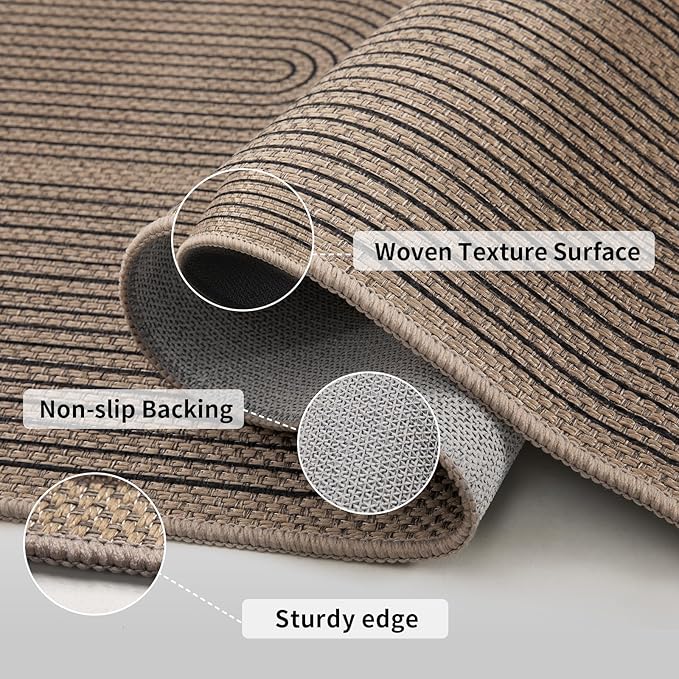 Tangsoo Rainbow Easy Jute 2x3 Outdoor Washable Rug for Entryway,Non-Slip Small Area Rug Farmhouse Throw Mats Modern Neutral Indoor Carpet for Entryway Kitchen Foyer Front Porch