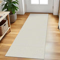 EARTHALL Woven Runner Rug 2x5 Ft Washable Runners for Hallways Cotton Rubber Backed Kitchen Runner Braided Indoor Floor Carpet Runners for Entryway, Hallway, Kitchen, Bedroom, Cream/Grayish