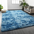 Large Shag Area Rugs 6 x 9, Tie-Dyed Plush Fuzzy Rugs for Living Room, Ultra Soft Fluffy Furry Rug for Bedroom, Indoor Carpet Nursery Rugs for Kids Room Home Decor, Bright Blue