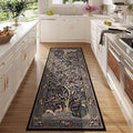 Rugcomf Runner Rug 2x6 Vibrant Tree of Life-Patterned Vintage Kitchen Rugs Non Slip Washable Soft Carpet Runner for Laundry Bedroom Bathroom, Black