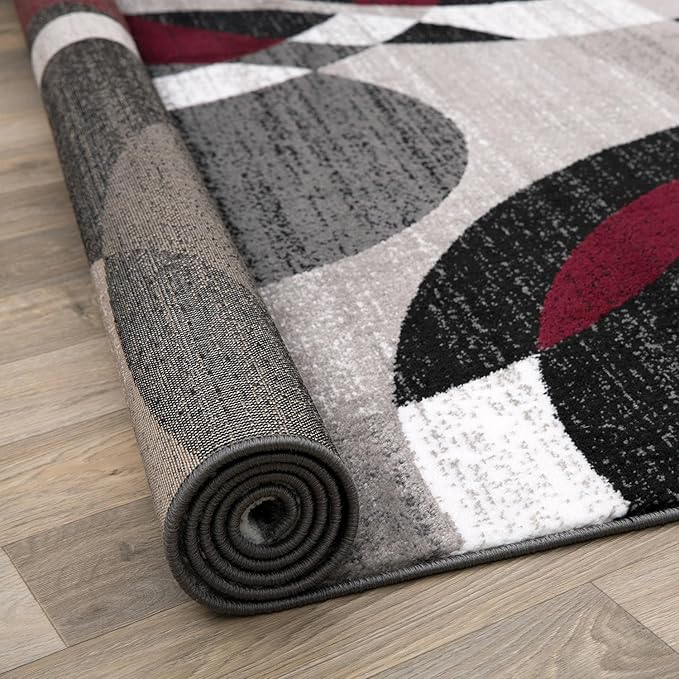 Rugshop Red Modern Geometric Indoor Area Rug, Overlapping Circle Pattern, Fade Resistant, Non-Shedding, for Living Room, Bedroom and Home Office, 5'3" x 7'3"