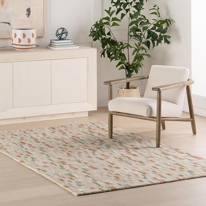 Dash & Albert Ashmore Multi Hand Micro Hooked Wool Rug, 3 X 5 Feet, Multicolored Geometric Pattern