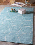 Unique Loom Trellis Frieze Collection Area Rug - Geometric (4' 1" x 6' 1", Light Blue/ Ivory)