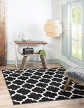 Rugs.com Lattice Collection Rug – 8 Ft Square Black Medium-Pile Rug Perfect for Living Rooms, Kitchens, Entryways