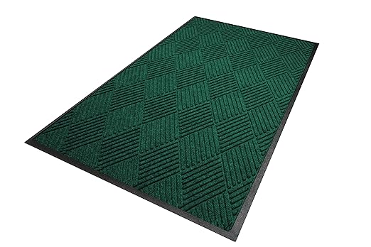 WaterHog Diamond-Pattern Commercial Grade Entrance Mat, Indoor/Outdoor Floor Mat 3' Length x 2' Width, Evergreen by M+A Matting