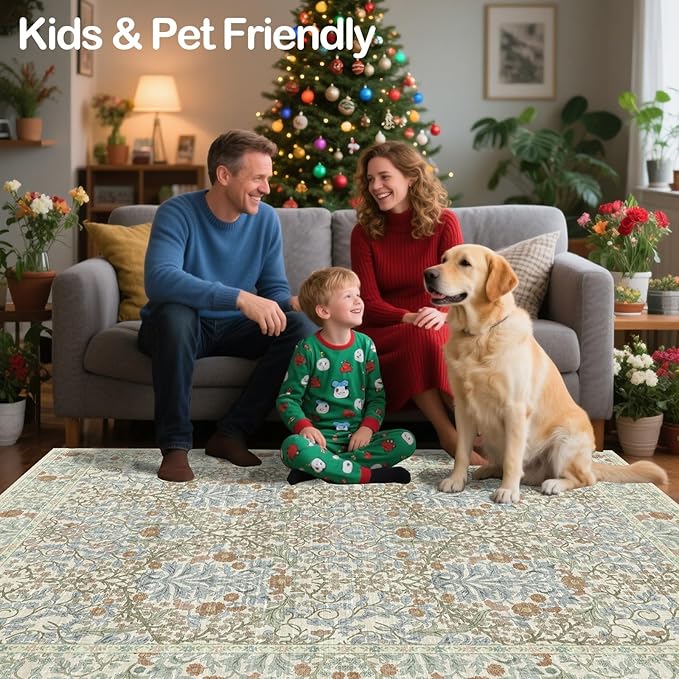 Washable 2x3 Entry Rug, Front Door Rugs Indoor, Vintage Floral Area Rugs for Kitchen, Non-Slip Bathroom Small Rugs, Perfect for Entryway Décor Door Mat (2x3 Beige Blue)