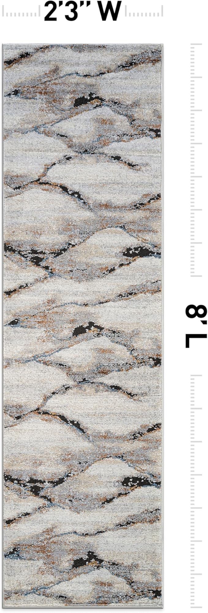 Rugshop Contemporary Gray Striated Area Rug Durable, Kid & Pet Friendly 2' 3" x 8' Runner Ideal for Hallway, Kitchen, Entryway, or Behind The Sofa