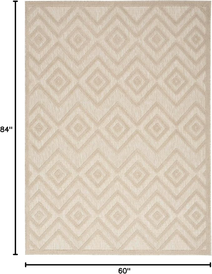 Nourison Home Versatile Cream 5' x 7' Area Rug - Easy Clean, Non Shedding, Bed Room, Living Room, Dining Room, Kitchen (5' x 7')