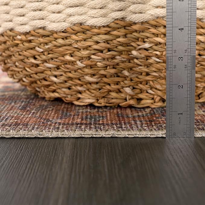 Bloom Rugs Washable 9' x 12' Rug - Beige/Terracotta Traditional Area Rug for Living Room, Bedroom, Dining Room, and Kitchen - Exact Size: 9' x 12'