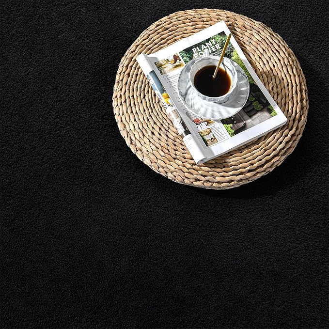 Large Area Rugs for Living Room Bedroom, 7 x 10 Ft Non-Slip Modern Area Rug, Soft Thickened Memory Foam Rug, Comfy Minimalist Indoor Carpet for Boys Girls Room Nursery Dorm Home Decor, Black