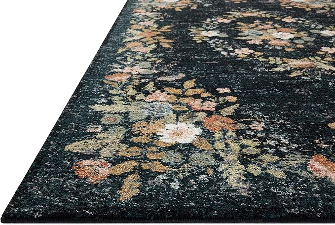 Loloi Rifle Paper Co. Laurel Collection LAU-01 Dark Navy 7'-10" x 10' Area Rug